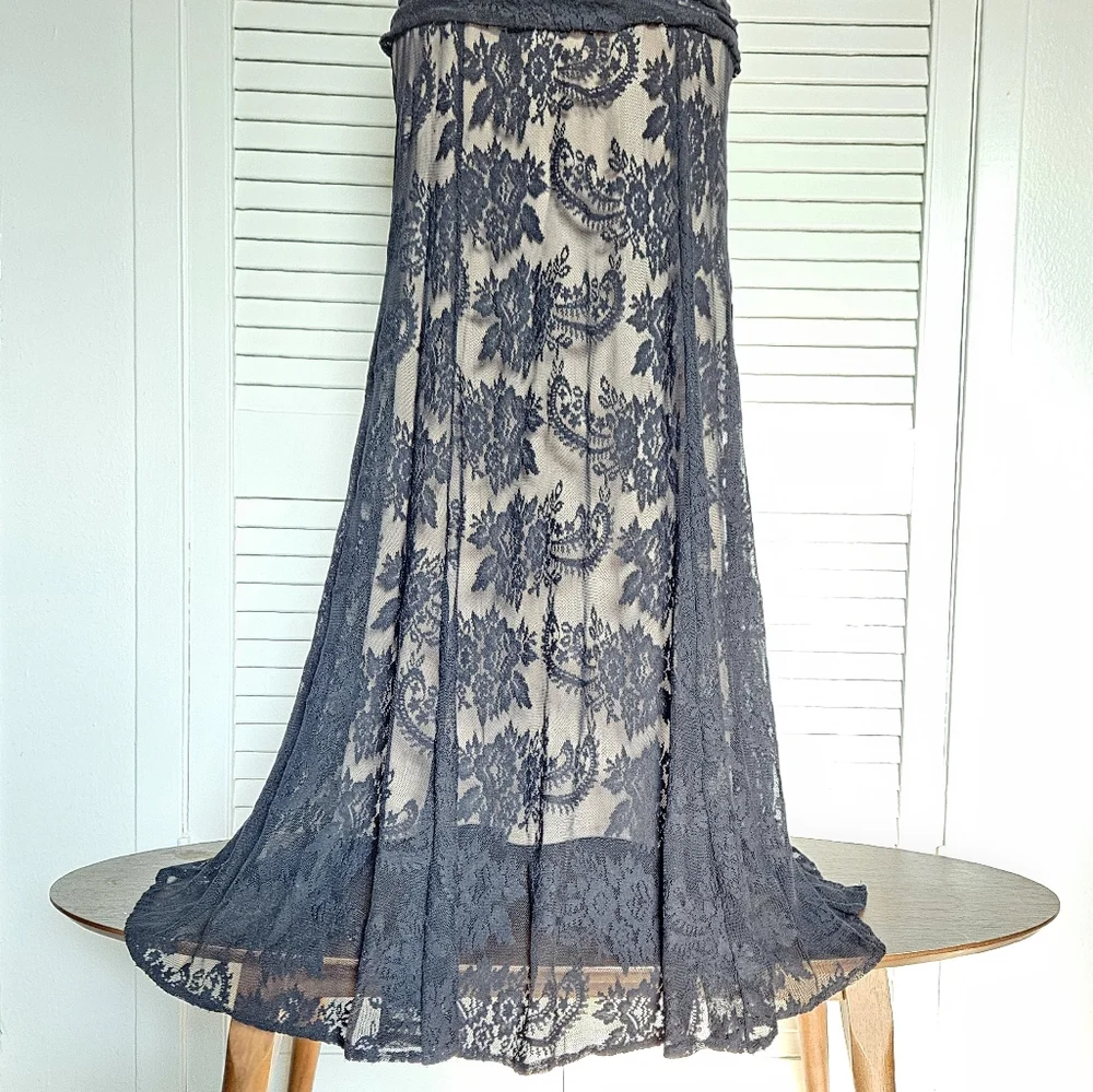 Y2K Black Lace Whimsigoth Dark Romantic Formal Gown Size XS - Picture 4 of 11